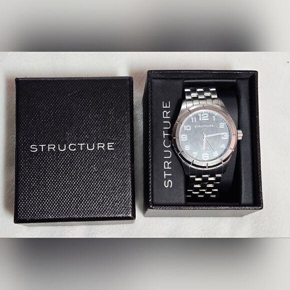 Men's Structure Analog Quartz Stainless Steel Black Watch IN BOX - Picture 1 of 8